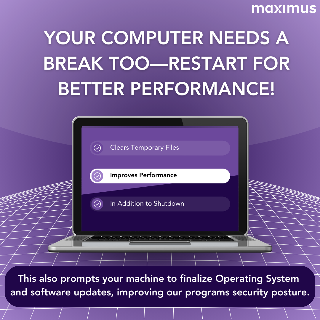 Job aid graphic — restart your computer for better performance